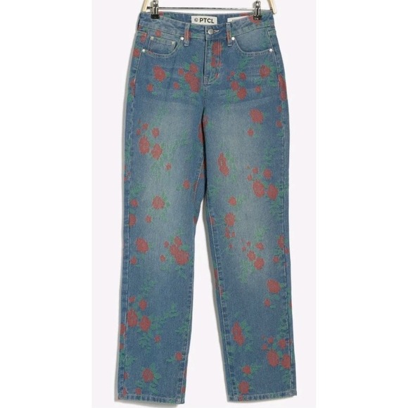 PTCL Denim - PTCL Floral Jacquard Straight Leg Jeans Size 28 NWT